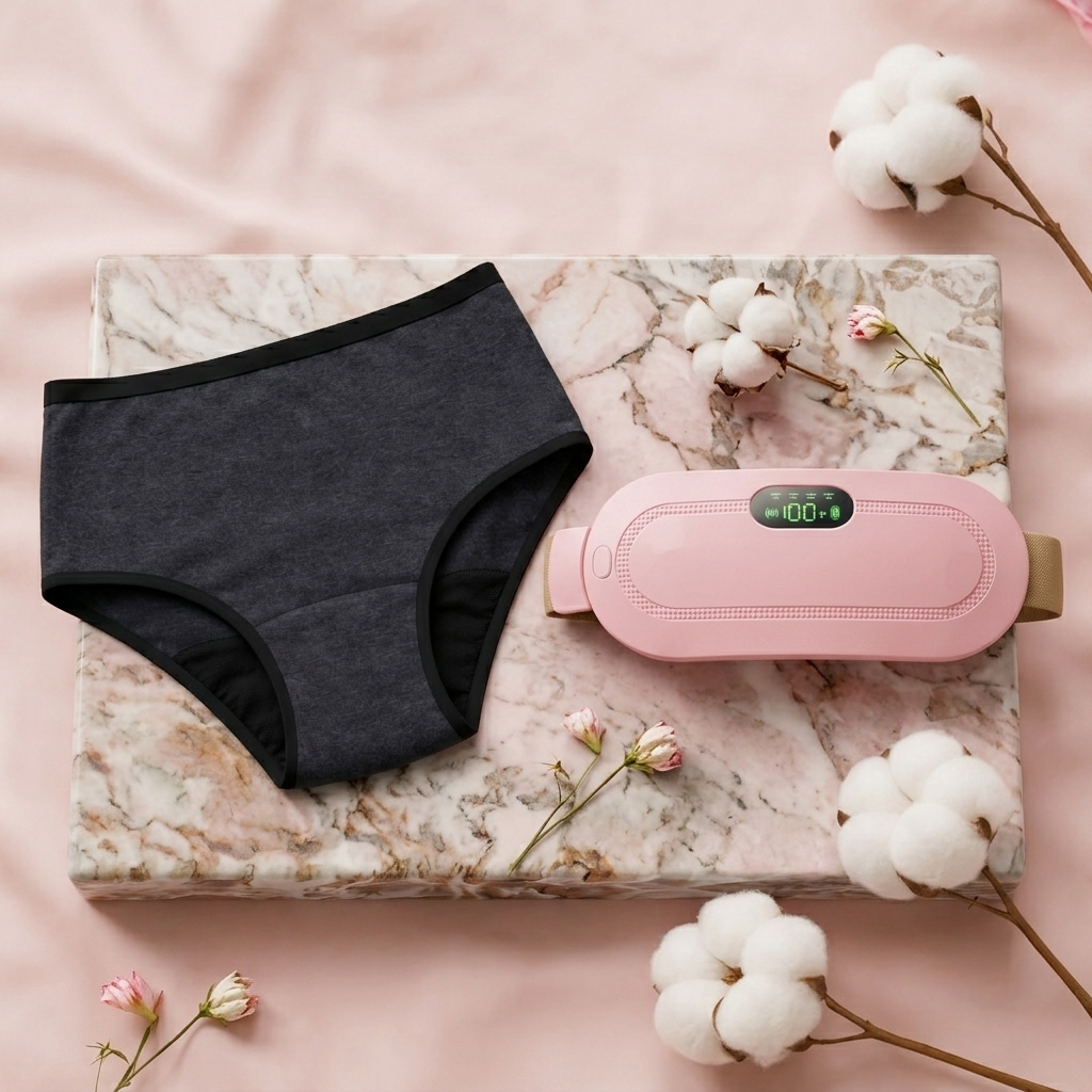 LunaEase Pain Relief & Leak-Proof Comfort Combo 💖 (1 Heat Massager + 2 Leak-Proof Panties)